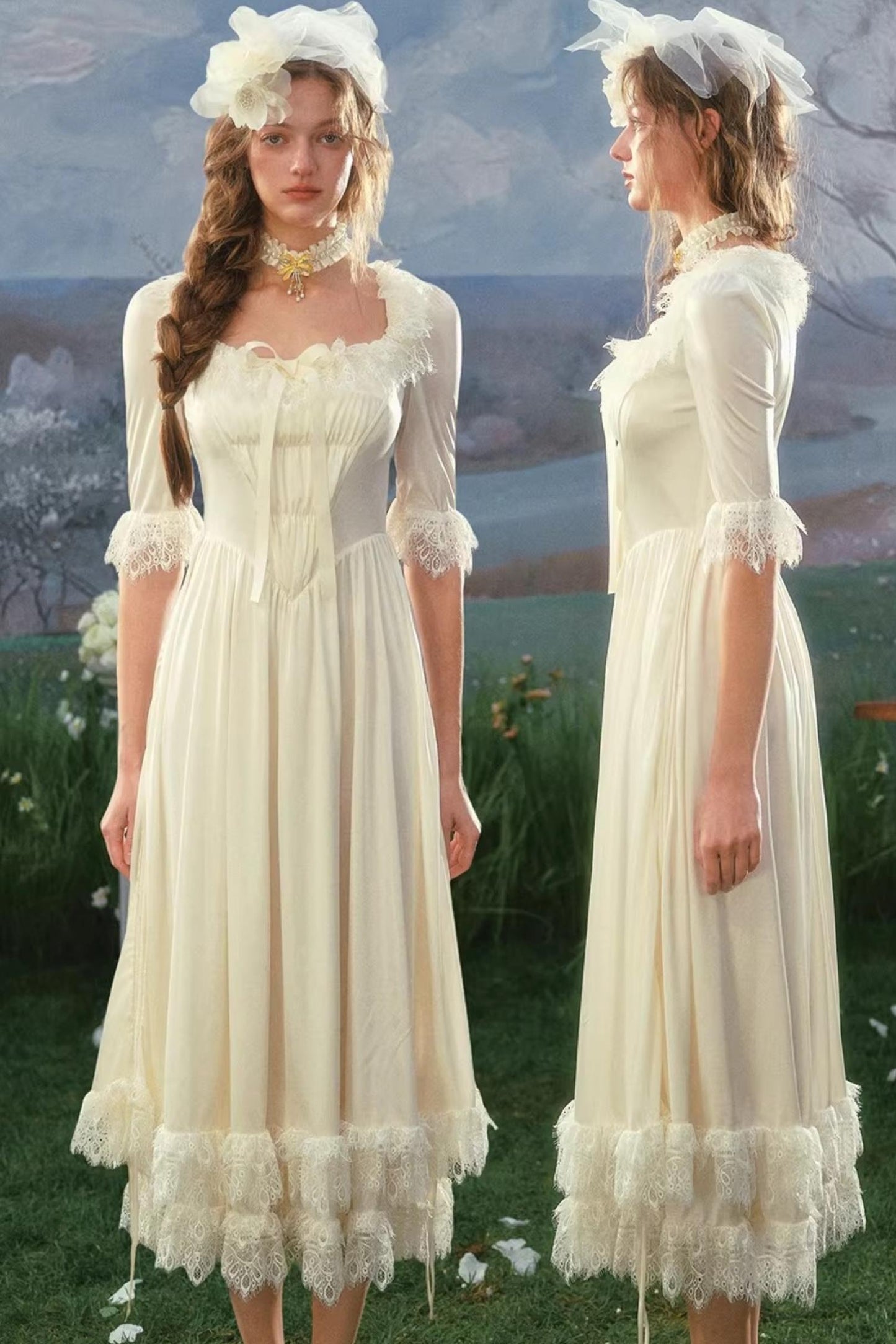 French Palace Satin Wedding Dress