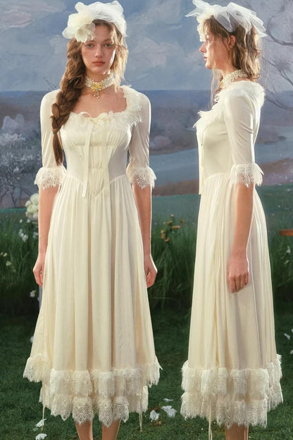 French Palace Satin Wedding Dress