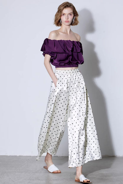 Off-White Polka Dot Silk Pants