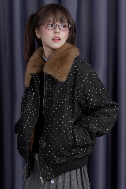 Fighting Spirit Detachable Fur Collar Jacket