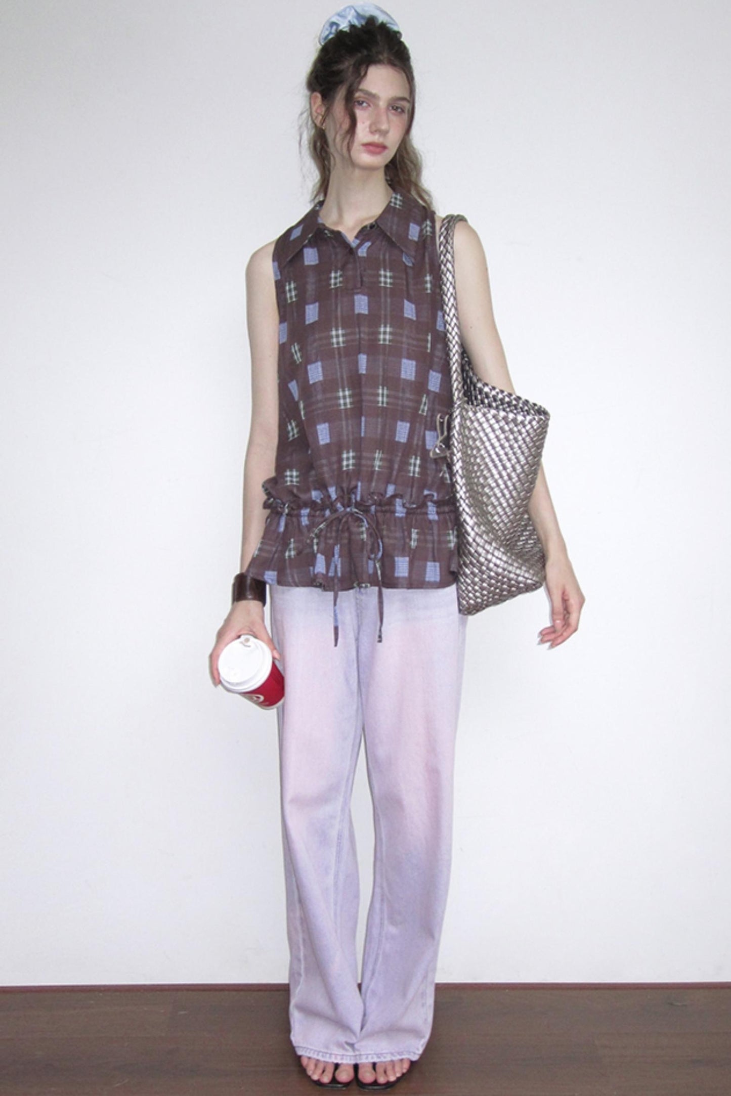 Dali Check Ruffle Top