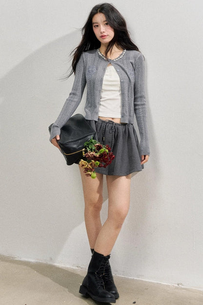 Rose Embroidery Knitted Cardigan