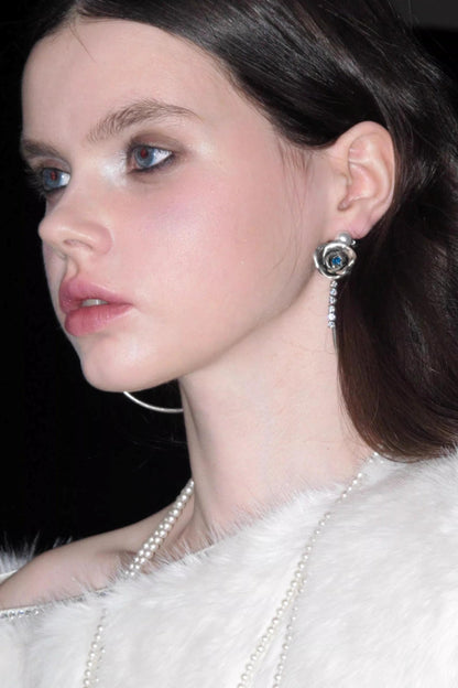 Vintage Rose Zircon Hoop Earrings