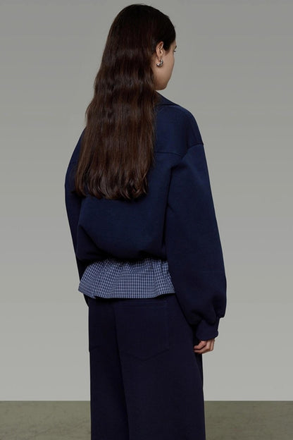 Contrasting Stand Collar Sweatshirt