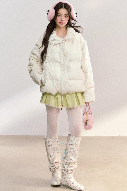 Polka Dot Cotton Puffer Jacket