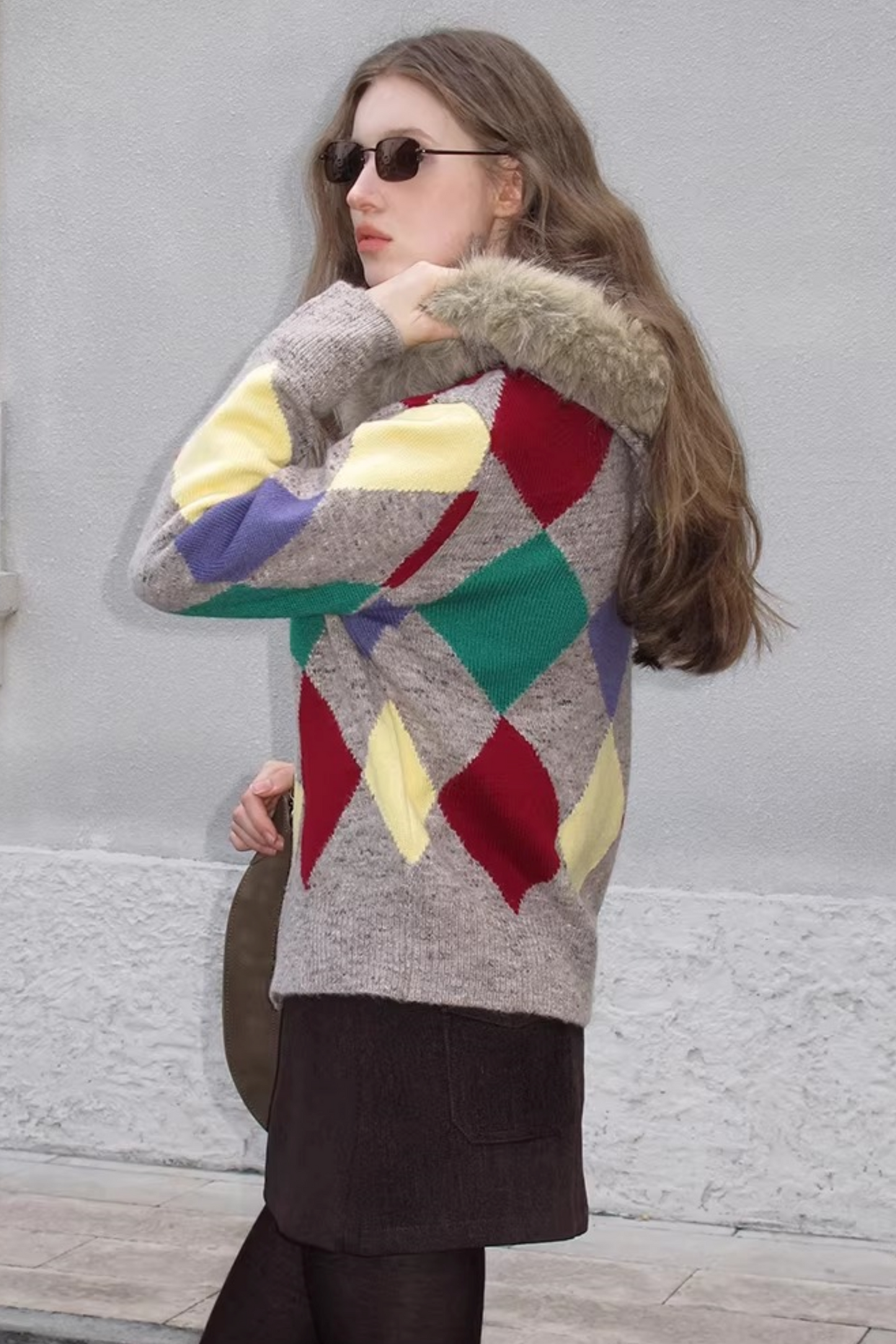 Checkered Argyle Wool Sweater Outer