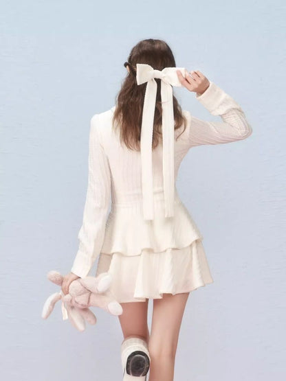 Long Sleeve Bow Cake Dress