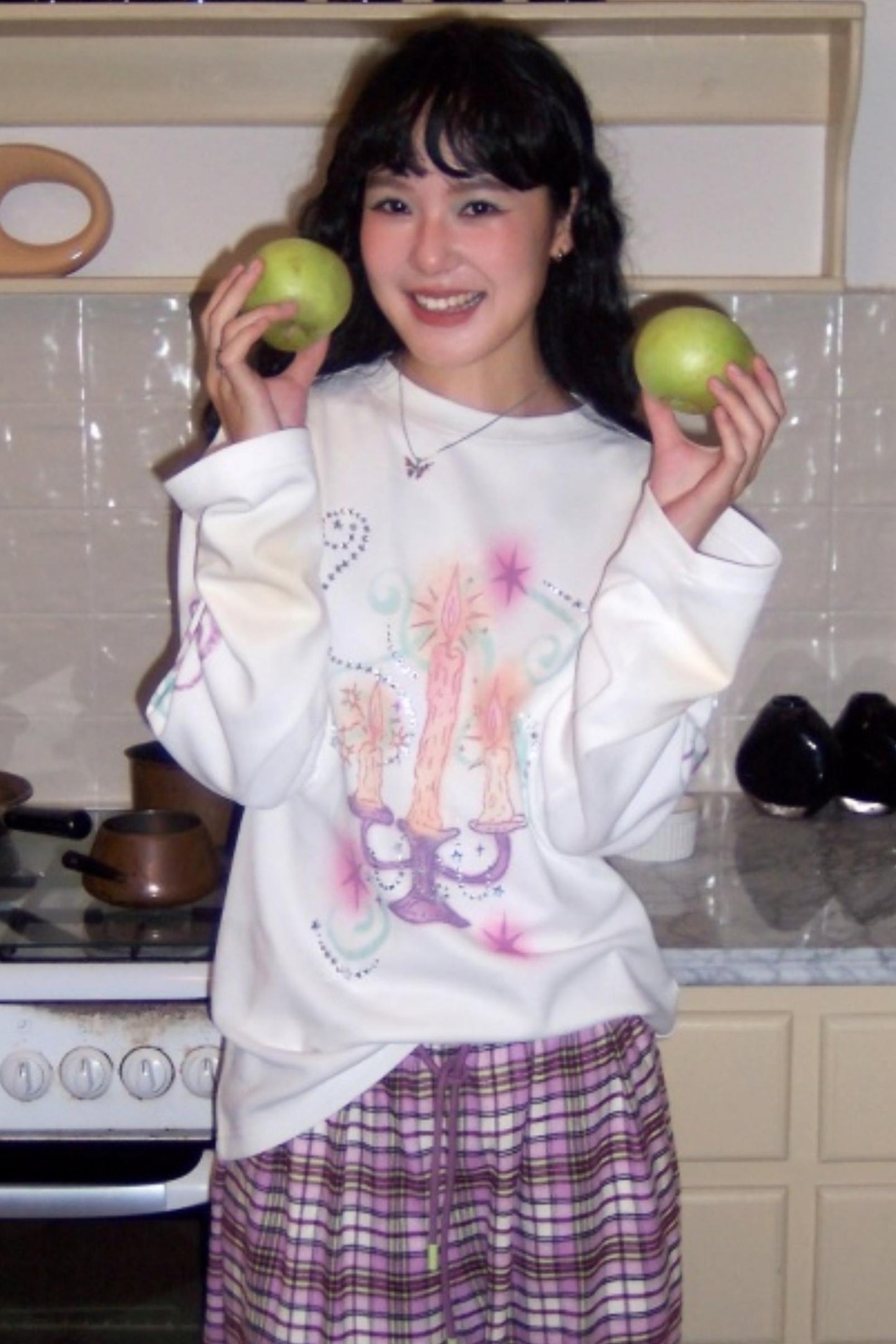 Candlestick Print White T-Shirt