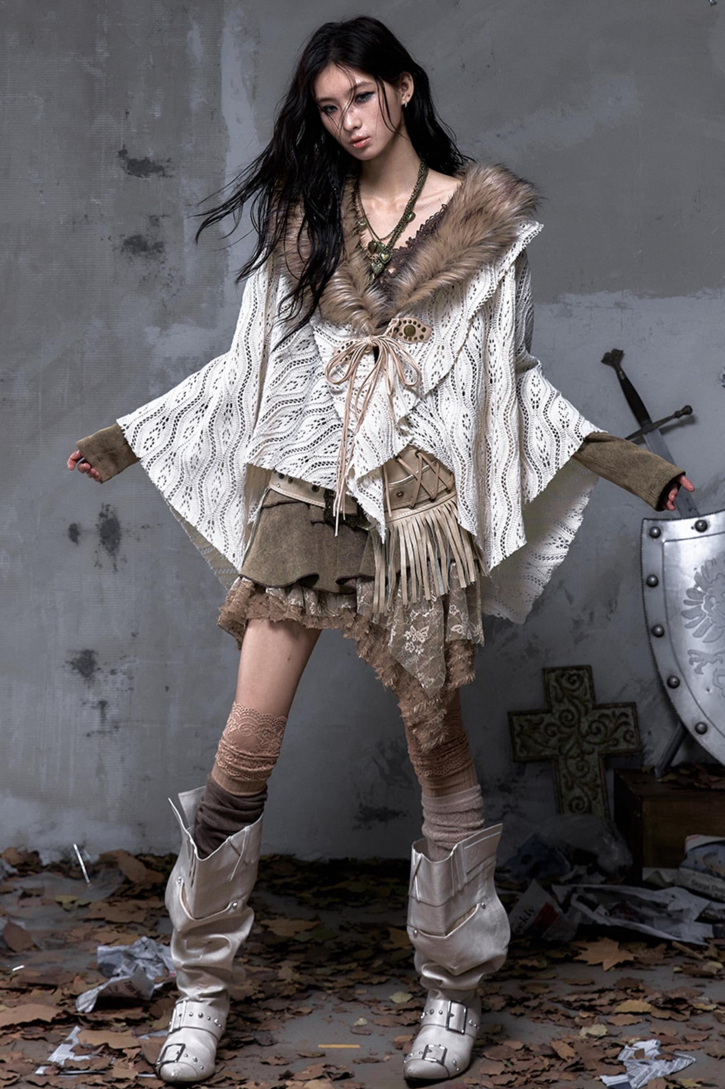 Millennium Vintage Knit Cape Jacket