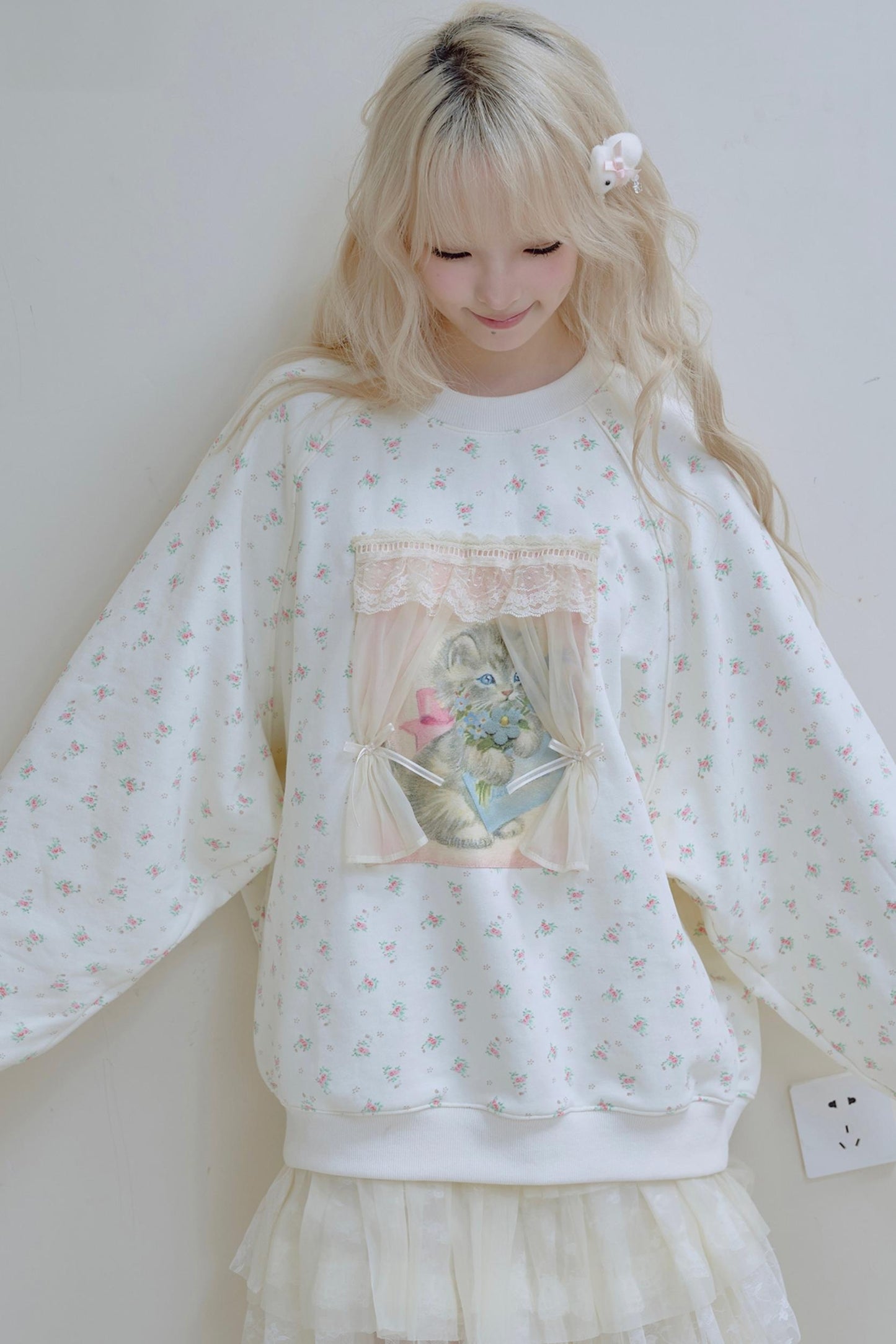 Vintage Kitten Print Top