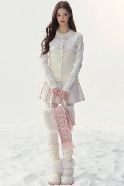 Floral Girlish Knitted Sweater