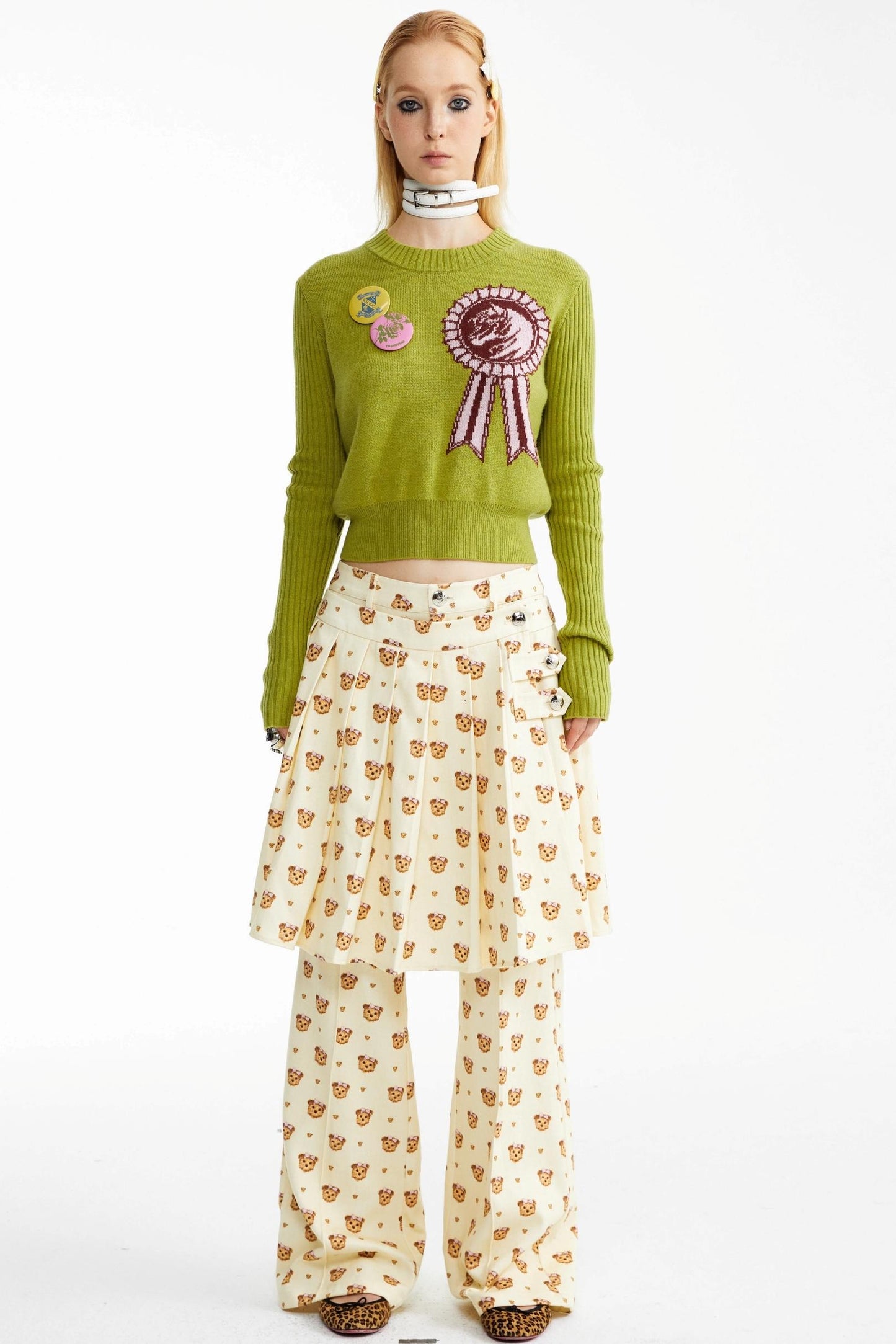 Detachable Pleated Two-Wear Slimming Culottes Pants Set