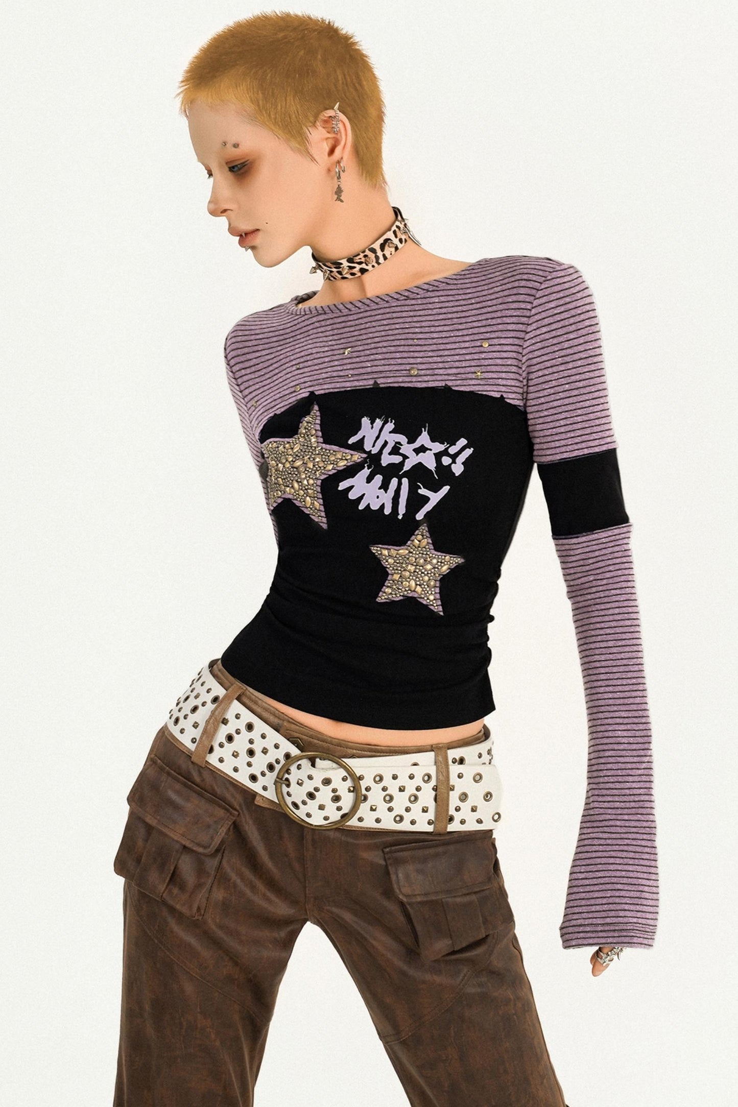 Shibuya Girl Striped Long-Sleeve Top