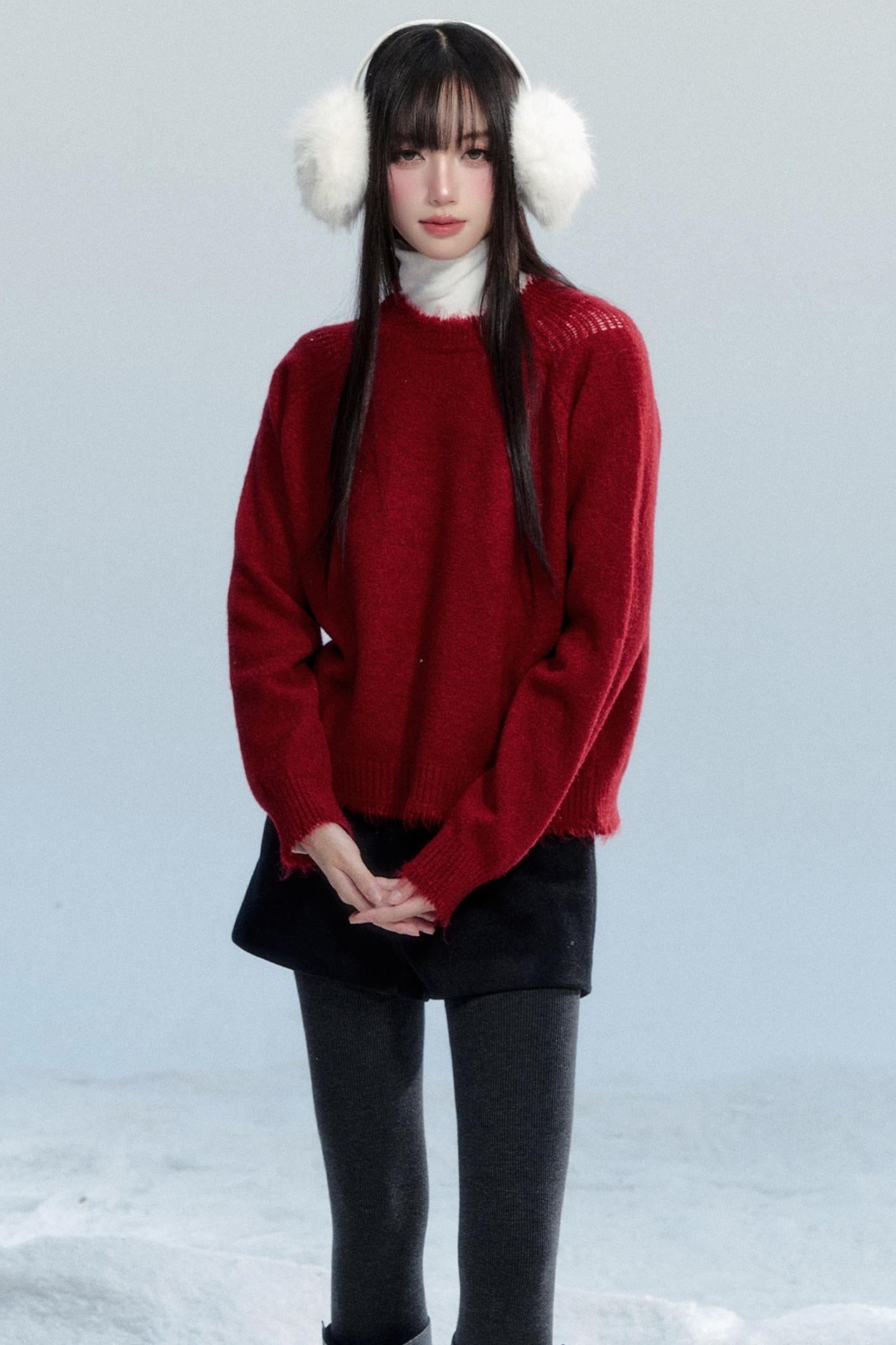 Fringed Raw Edge Knit Top