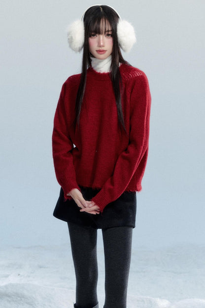 Fringed Raw Edge Knit Top