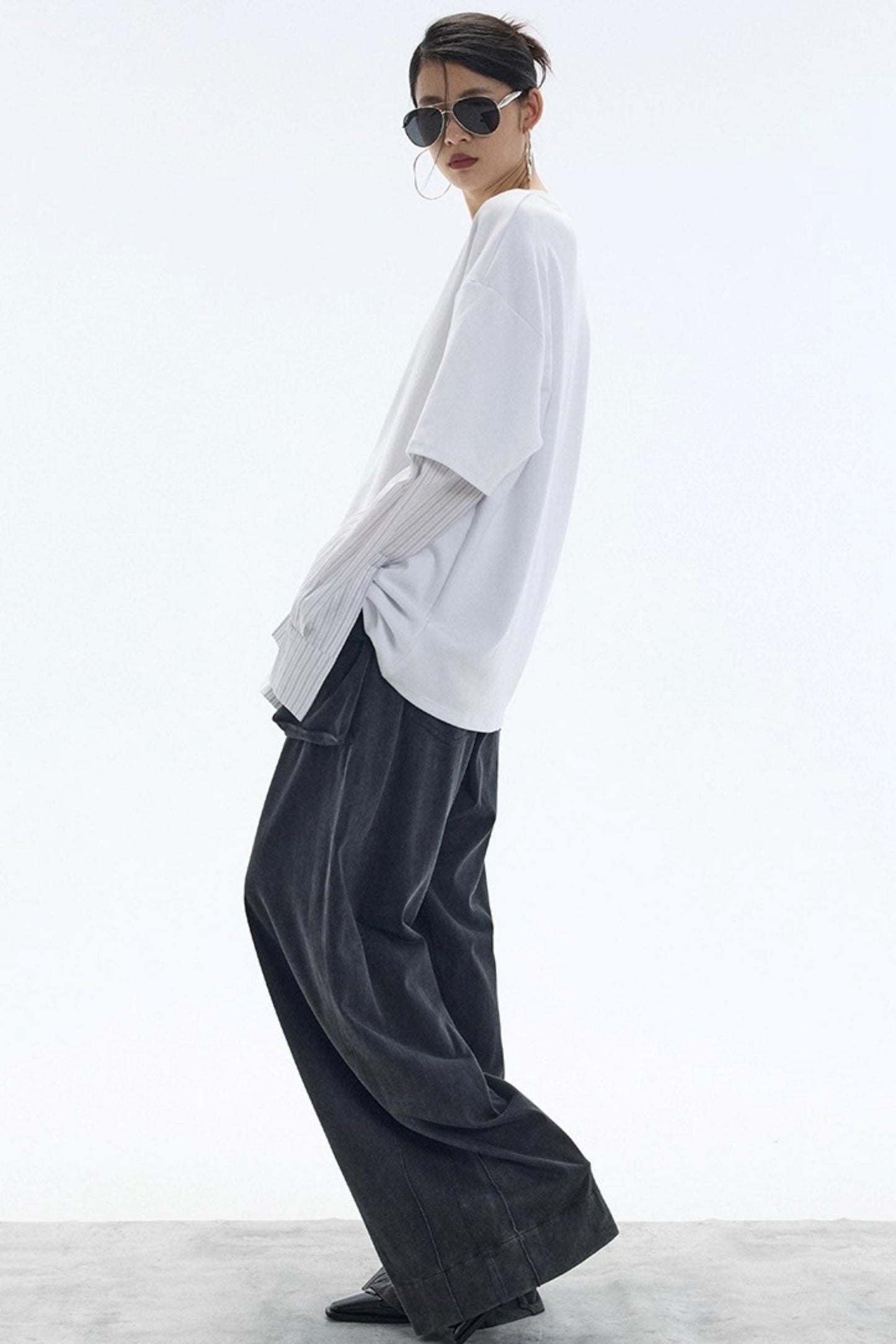 White Striped Crew Neck T-Shirt