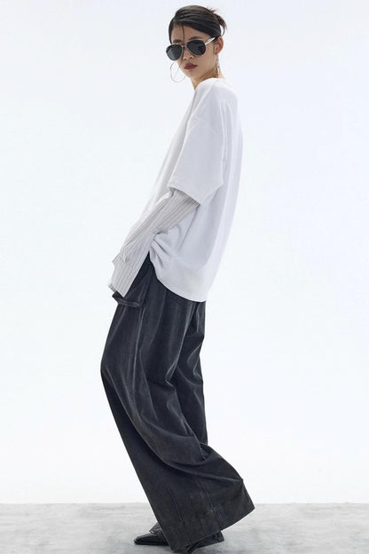 White Striped Crew Neck T-Shirt