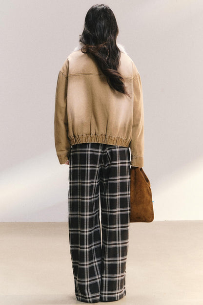 Large Fur Collar Denim Jacket