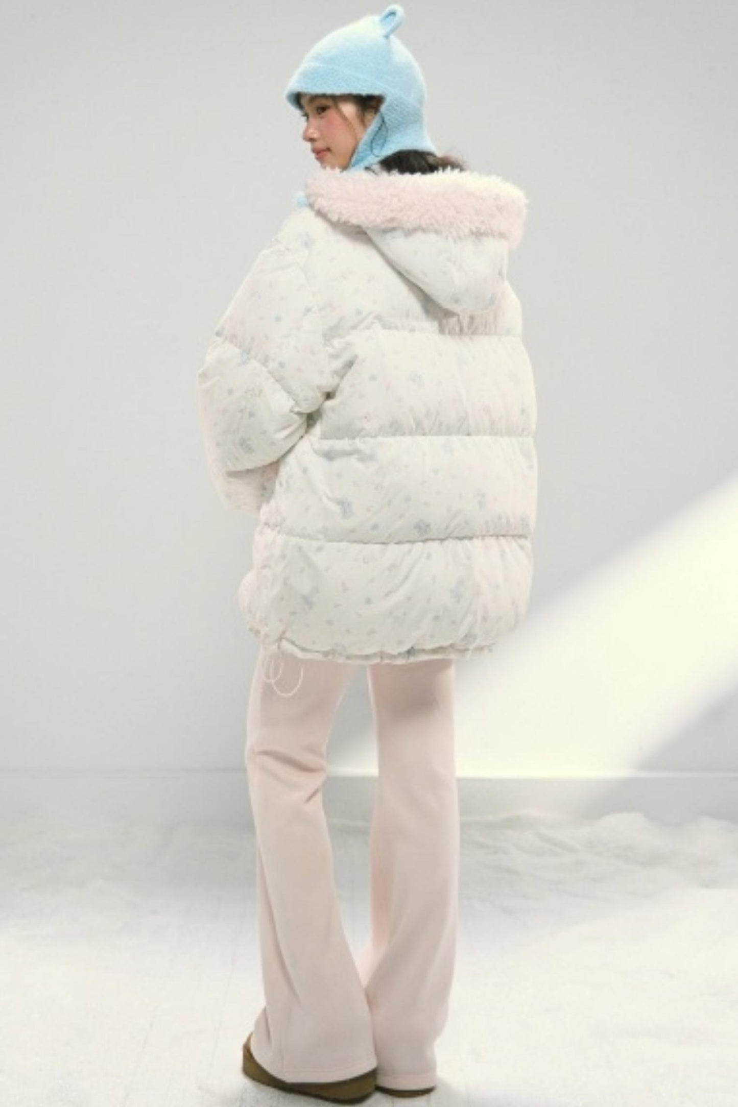 Pink Fleece Drawstring Bootcut Pants