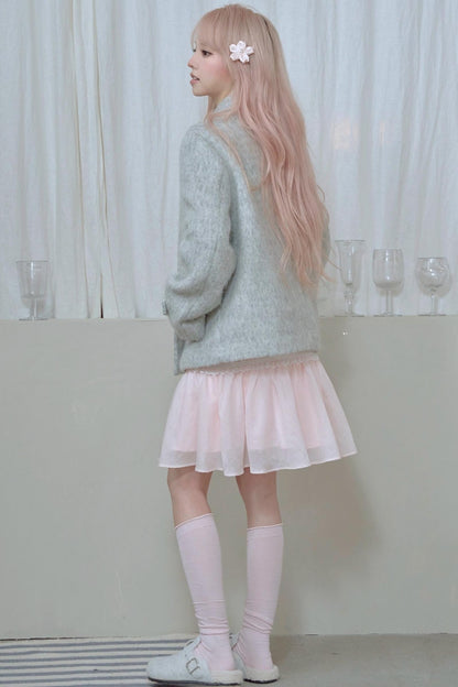 Light Grey Water Ripple Woolen Coat