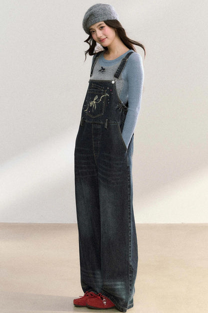 Vintage Washed Bib Jumpsuit Pants