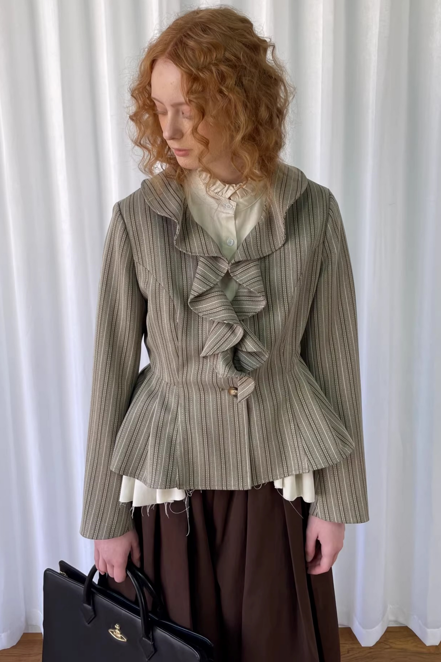 Striped Lace Trim Jacket