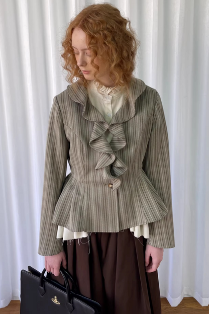 Striped Lace Trim Jacket