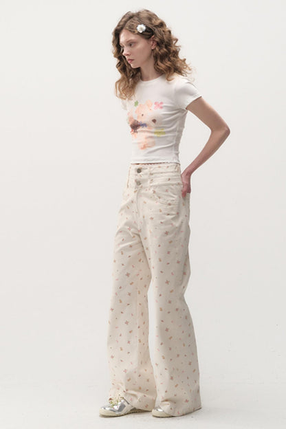 Spring Loose Bear Print Pants