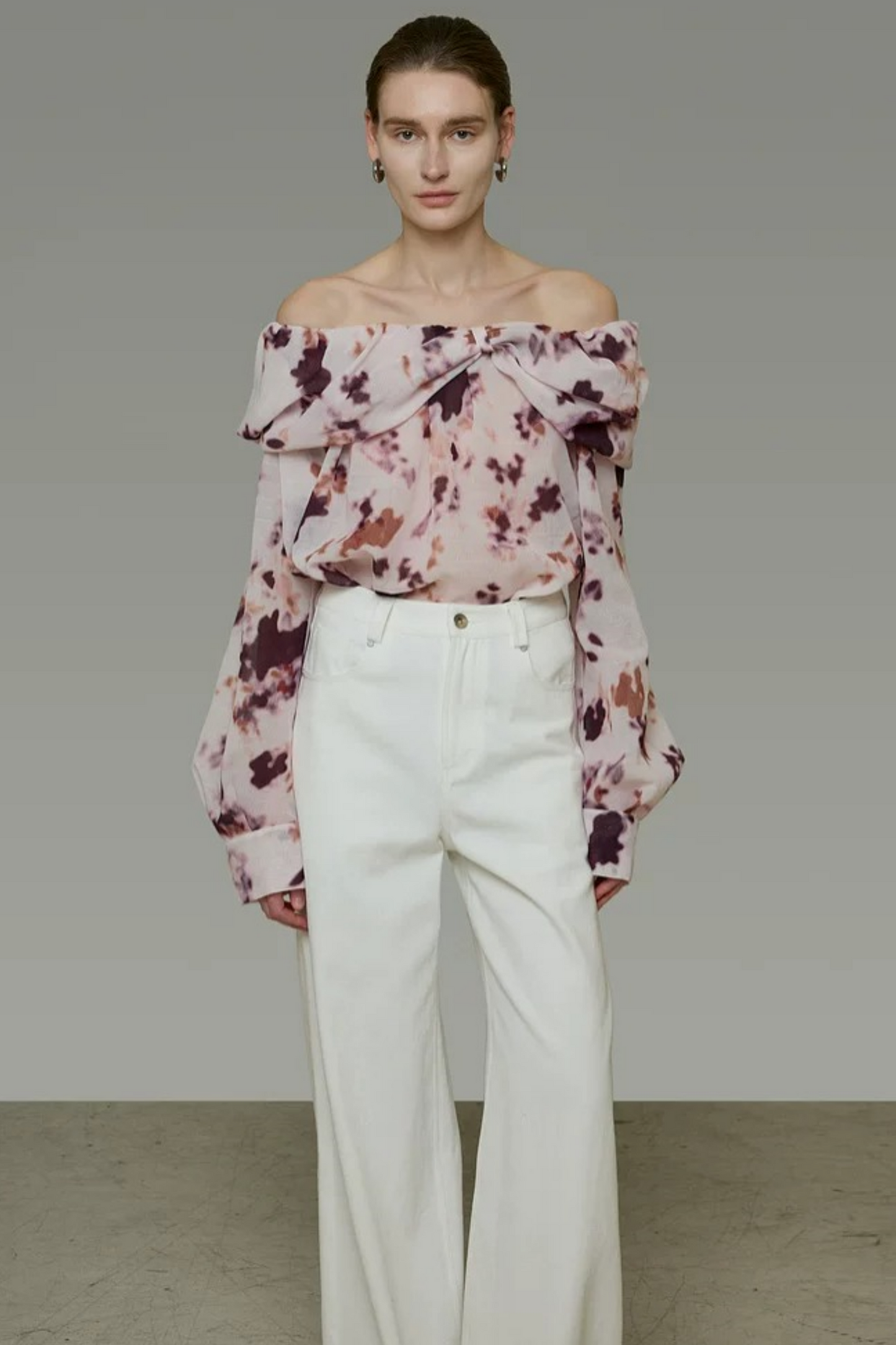 Elegant Tie-Dye Off-Shoulder Blouse