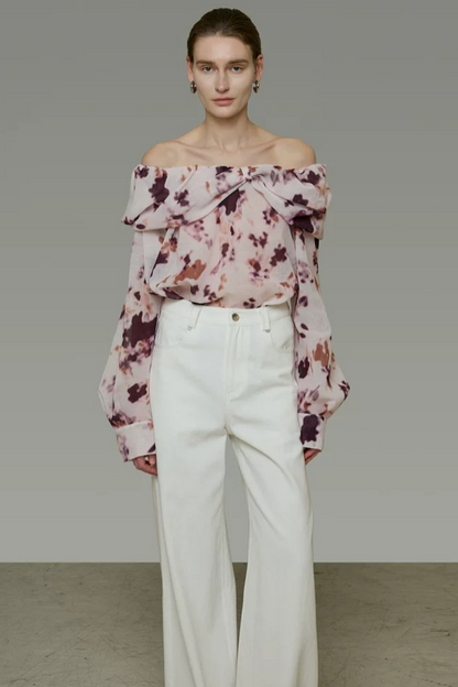 Elegant Tie-Dye Off-Shoulder Blouse