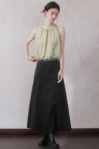 Summer Apricot Mesh Top