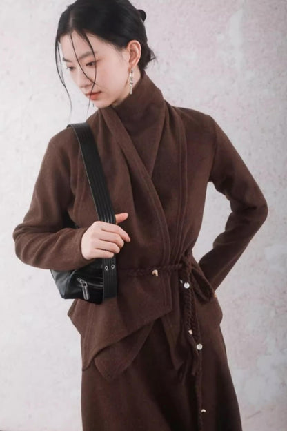Chestnut Brown Knitted Sweater Set-Up