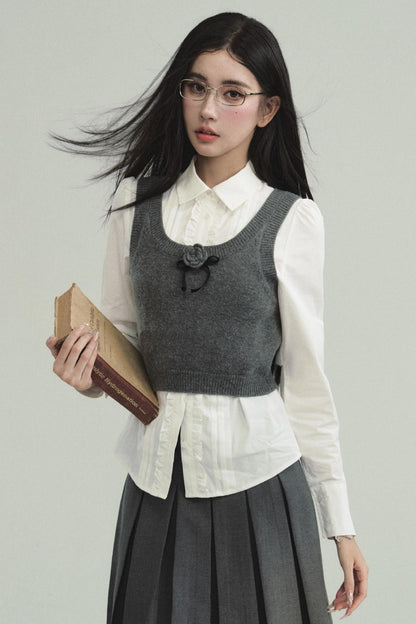 Korean College Heavy Blazer Skirt Set-Up