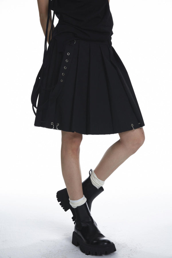 Black Pleated Halter Skirt
