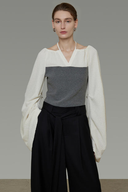 Contrast Round Neck Knit Top