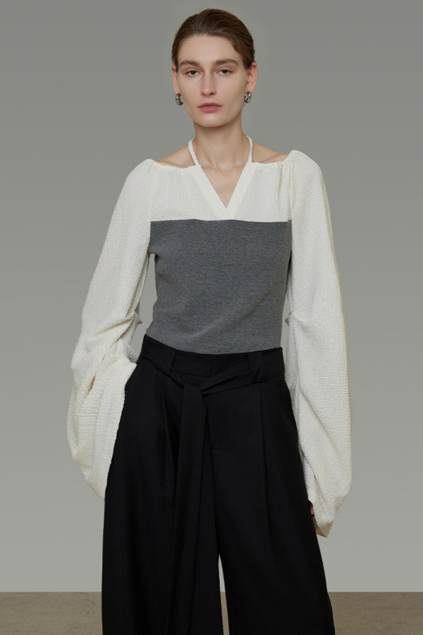 Contrast Round Neck Knit Top