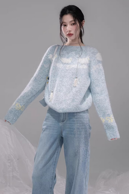 Jeans mit Sternenhimmel-Strasssteinen