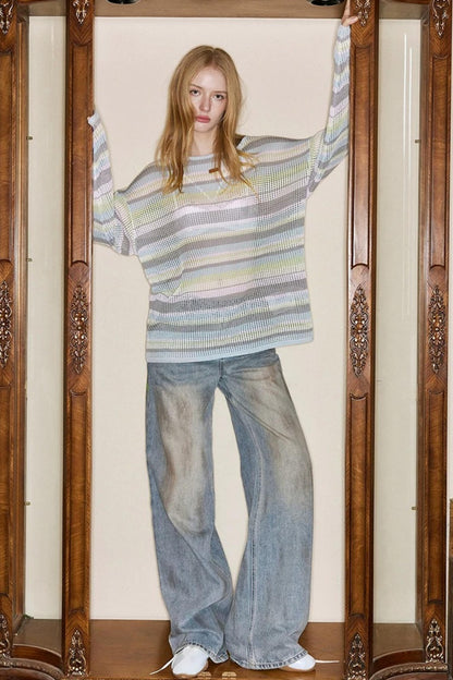 Rainbow Waves Knit Sweater