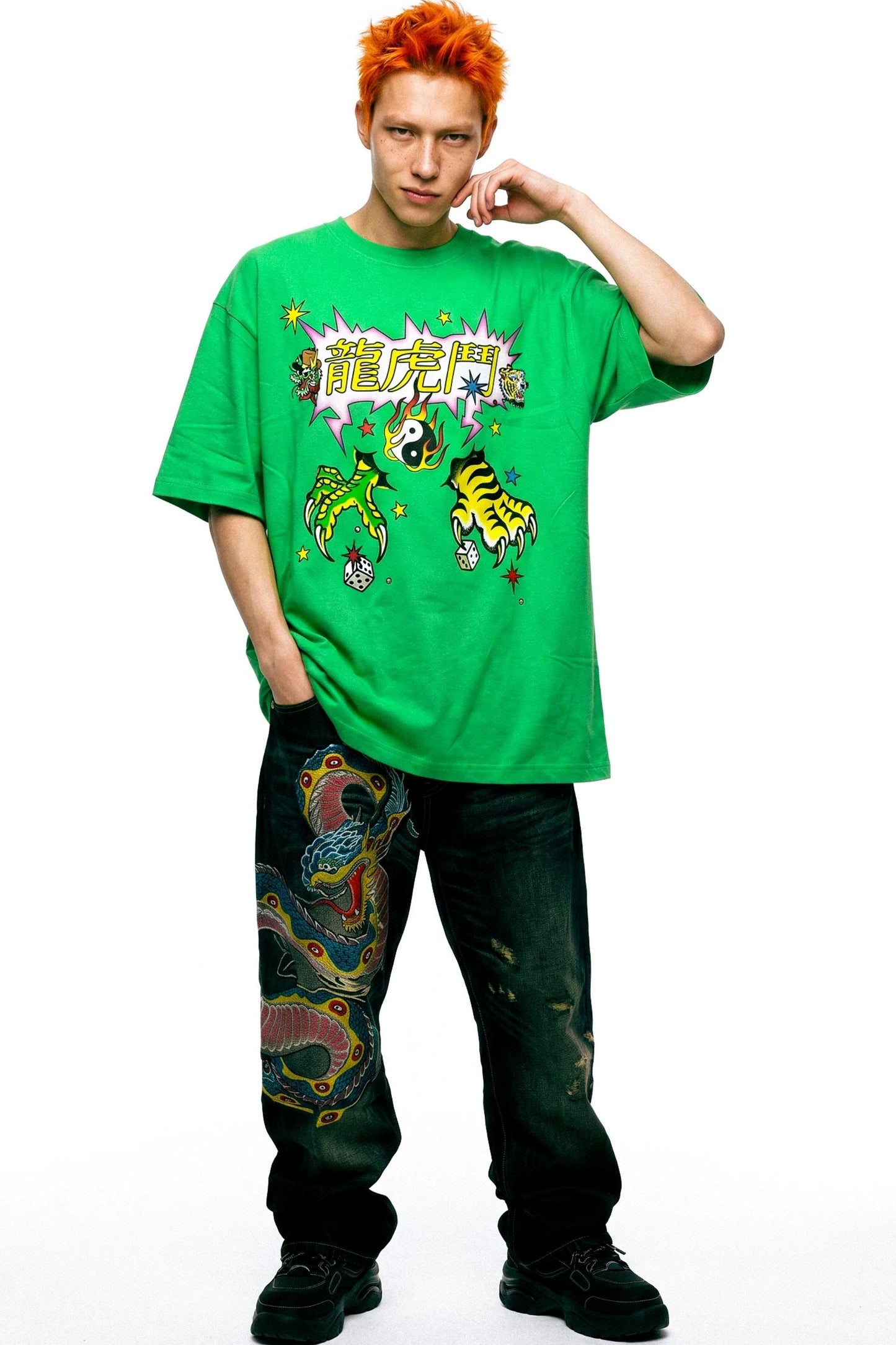 Drachen-Tiger-Hip-Hop-Oberteil