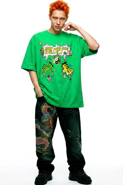Drachen-Tiger-Hip-Hop-Oberteil