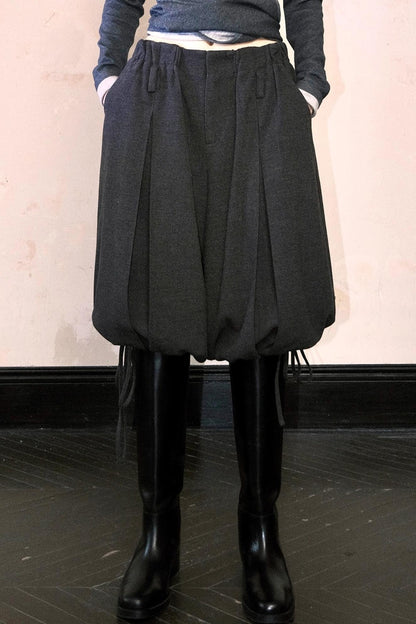 Three-Dimensional Wool Drawstring Pants