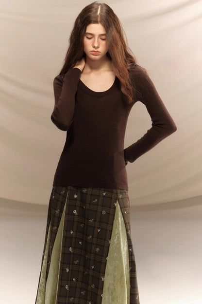 Versatile U-Neck Knitted Base Layer Top