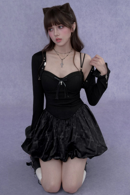 Kühler Spirit – überkreuztes florales Kleid-Set