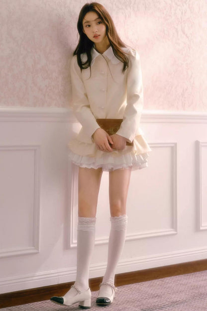 Satin Doll-Neck Jacket Set-Up