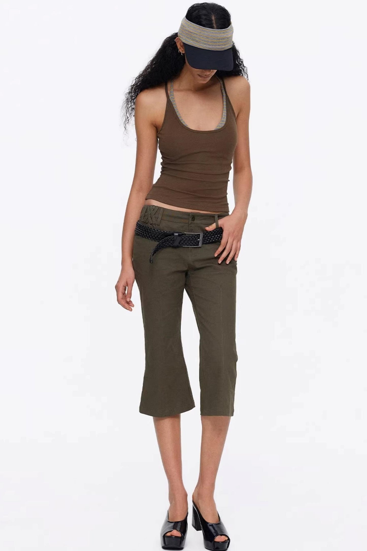 Earth tone brown coffee ribbed tank top