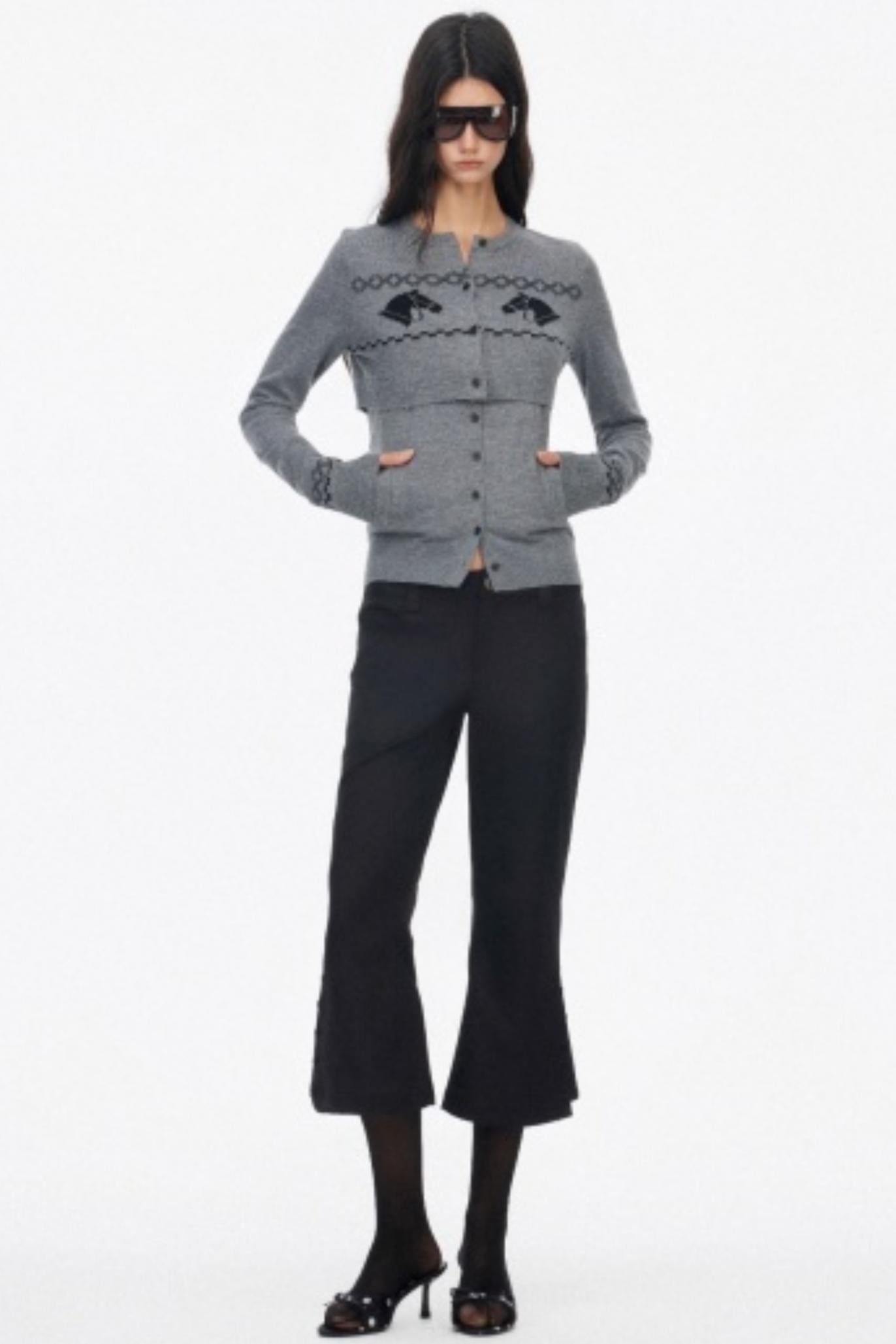 Two Piece Wool Knit Cardigan Set-Up