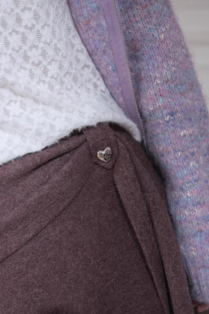 Sandalwood Wool Patchwork Skirt