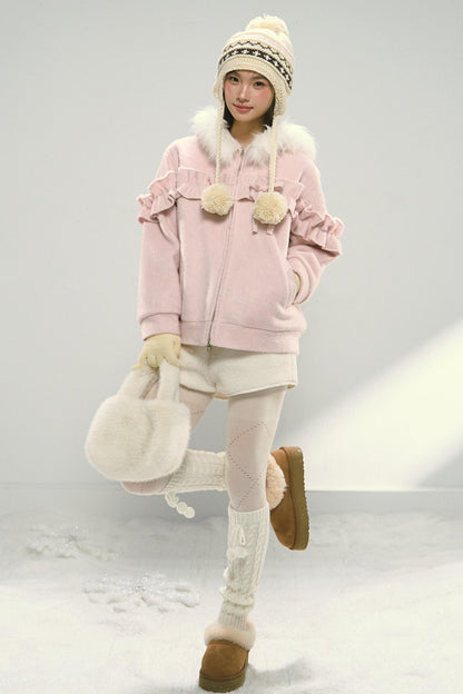 White Fur Elasticated Waist Shorts