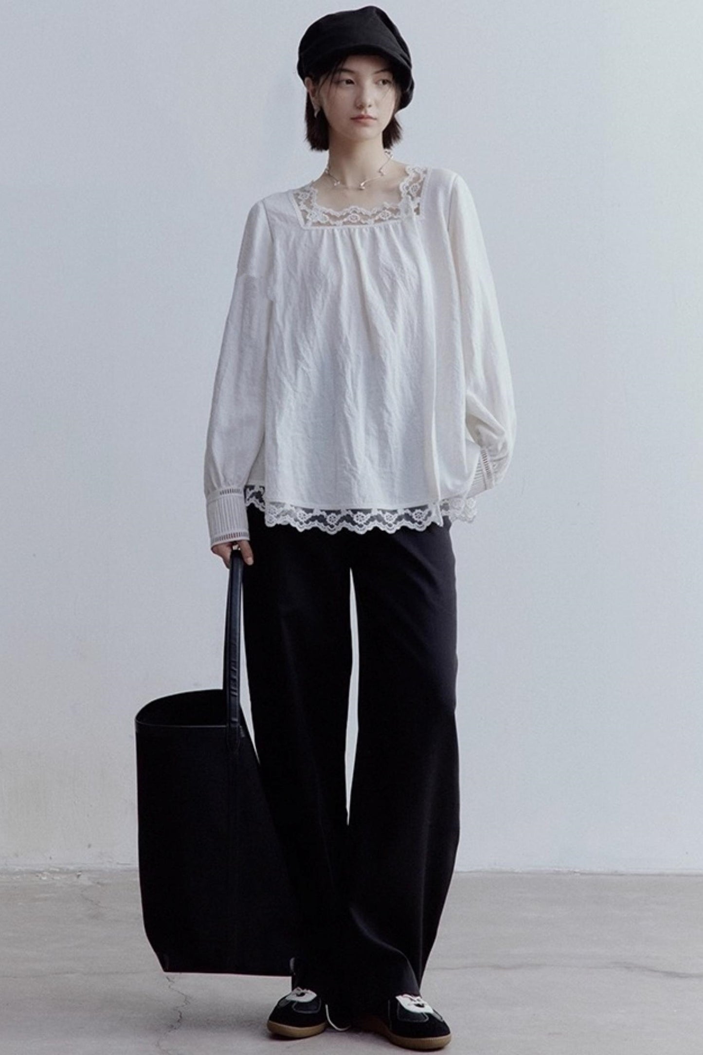 Lace Stitching Heavy Work Cuffs Shirt