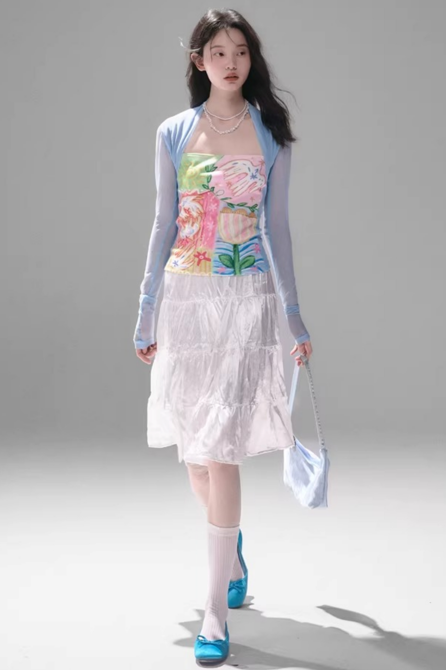 Mesh Splicing Hand-Painted Vest Top